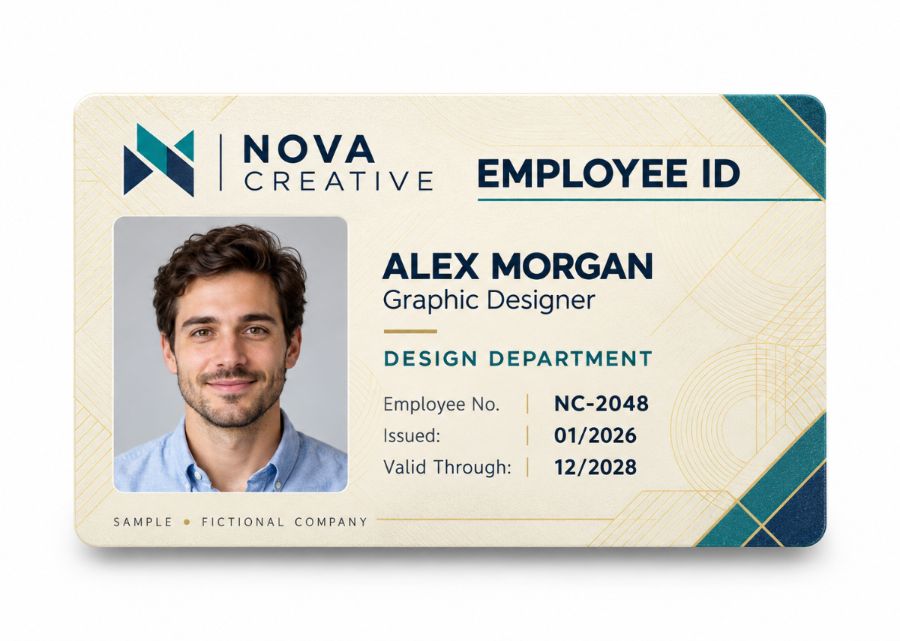 ID badge with a professional ID photo